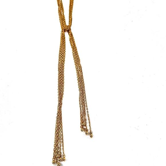 Sarah Coventry Necklace Lariat Multi Strand Open Wrap Gold Tone 37" Vintage - Picture 1 of 10
